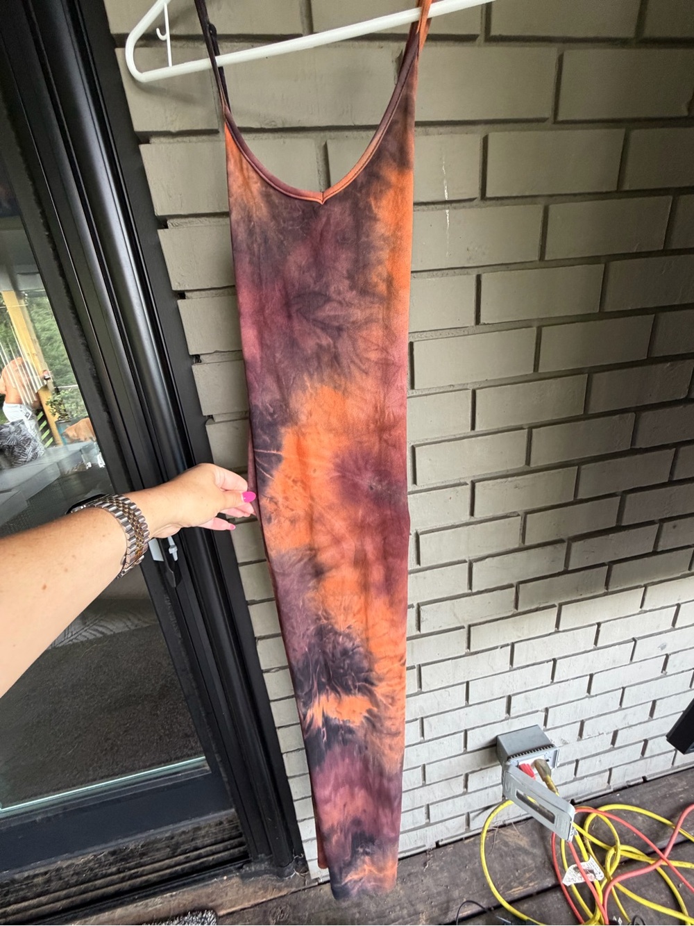 SHEIN Tie-Dye Maxi Dress in Orange and Purple